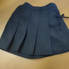 ネイビー プリーツスカート リボン付き