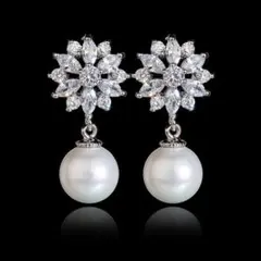キュービックジルコニア　ピアス　ブライダル　ウェディング　アクセサリー　パール