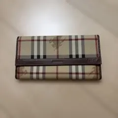 Burberry チェック柄 レザー長財布