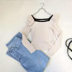 Emsexcite/エムズ◇リンガーパワショルスクエアニット☆セーター『F』