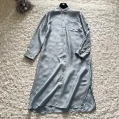 トゥモローランド　ギャルリーヴィー　バンドカラー　シャツワンピース　光沢