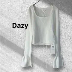 【新品タグ付】DAZY デイジー 背面レースアップ リブニット ベルスリーブ L
