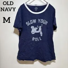 OLD NAVY 【M】Tシャツ 半袖 ネイビー イラスト 紺 バイク