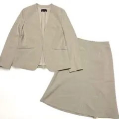 美品　INDIVI ノーカラー　スカートセットアップ　ベージュ　サイズ36