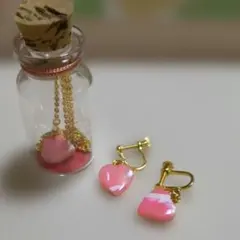 昭和レトロ ハートモチーフ ネックレス イヤリング セット 未使用