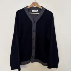 極美品 18AW コムデギャルソンシャツ ニットカーディガン 切り替え L相当 コムデギャルソン シャツ フォーエバー カーディガン ブラック