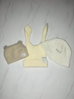 POLO ベビー用ウサギ耳ニット帽子　　3セット
