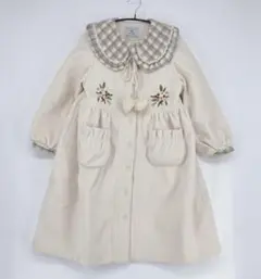 Morimucha ベージュ ビッグ襟 刺繍付きロングコート Lサイズのサムネイル