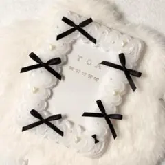 トレカケース ホイップデコ B8硬質カードケース 白 黒 リボン うさぎ　推し活