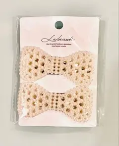 【新品未開封】リボン　デザインパールヘアクピン2個セット