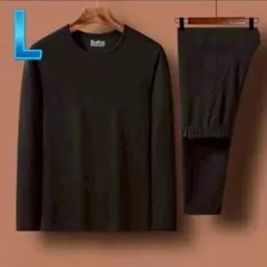 ルームウェア　上下セット　セットアップ　男女兼用　黒　ブラック　極暖　リラックス