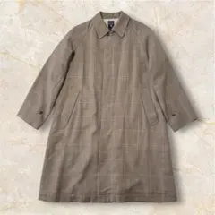 オーシバル　ステンカラーコート　ウール　ブラウンチェック　サイズ3