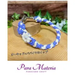 ハンドストラップ パラコード flower四つ編み オーキッド×パパイヤホイップ