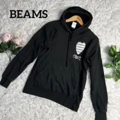 BEAMS ビームス　プルパーカー　ブラック　♡ 柄　長袖