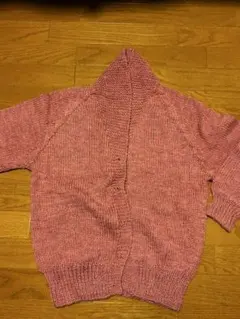 【手編み】ピンク ニットカーディガン 長袖　ボタンなし