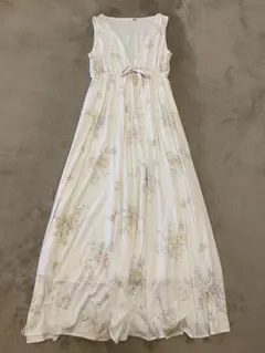 ジェラートピケ　 花柄ワンピース　ロング丈