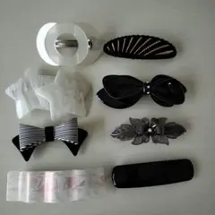モノトーンのバレッタ　８個セット