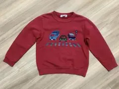 【値下げ】familiar 車刺繍 トレーナー 110cm 赤　ファミリア