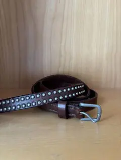 J&M DAVIDSONスタッズ付きダークブラウンレザーベルト 34 - メルカリ