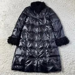 Leilian レリアン　シルク　ラビットファーダウンコート　11号 ブラック Leilian レリアン シルク ラビットファーダウンコート 11号 ブラック