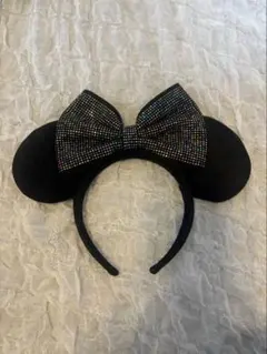 ミッキー耳カチューシャ スパンコール付き 黒