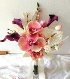 No.2829 クラッチブーケ ブートニアアーティフィシャルフラワー胡蝶蘭
