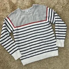 フラッシュリポート　Lサイズ　薄手ニット　ボーダー　上品　春秋　麻　綿　人気のサムネイル
