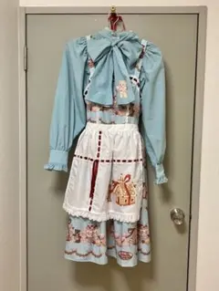 ブラウス、ジャンパースカート、エプロン3点セット