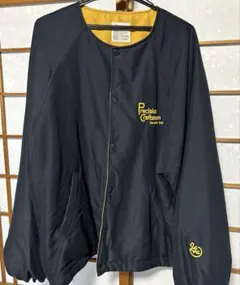 ロゴ刺繍中綿ノーカラーオーバーサイズブルゾン