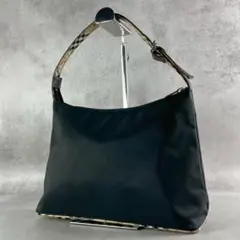 美品✨バーバリー ワンショルダーバッグ ナイロン ハンドバッグ ノバチェック 黒