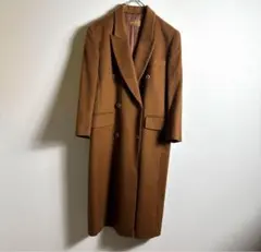 ロング　チェスターコート　Lサイズ　カシミヤ100%　キャメル　ビンテージ　男女