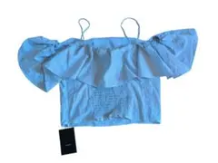 値下げ中　emoda 水色オフショルダー フリルトップス　タグ付き