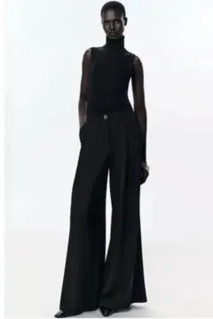 ZARA ワイドレッグフルイドパンツ　S