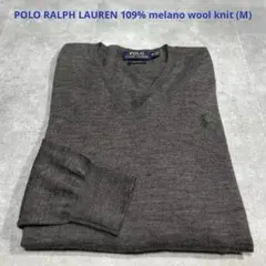 ポロラルフローレン メリノウール100% Vネック 薄手ニット カットソー M
