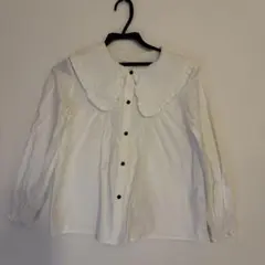 ZARAホワイトフリル襟長袖シャツ