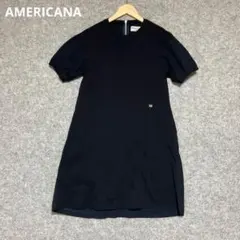 AMERICANA ネイビー 半袖ワンピース シンプル刺繍ロゴ 紐羊革のサムネイル