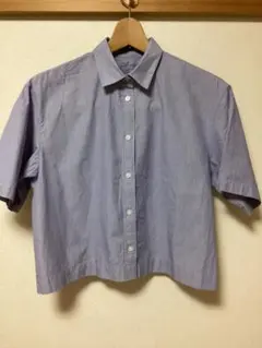 無印良品　涼感ブロード半袖ストライプシャツM