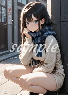 q-13[4K 高画質] A4 ポスター 美少女 美女 かわいい イラスト お尻