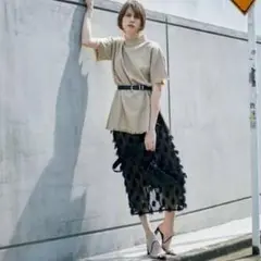 アメリヴィンテージ　FRINGE HEM SLIT LONG TOP