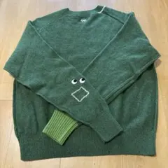 ユニクロ アニヤハインドマーチ ラムクルーネックセーター コラボ グリーン