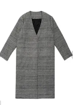 ノーカラーチェスターコート グレンチェック