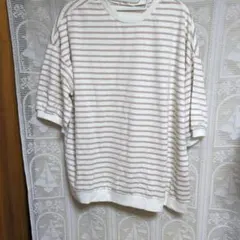 新品タグ付しまむら terawear emu ボーダー プルオーバー M 淡茶