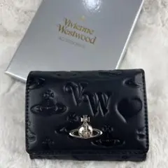 Vivienne Westwood ブラックがま口 ミニ三つ折り財布