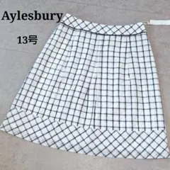 【アリスバーリー】格子柄フレアスカート 13 シアー 総柄 日本製 春夏 白系