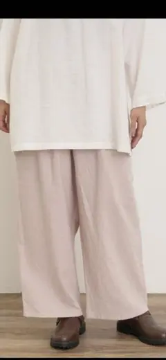 クロスリネン　サイドポケットパンツ　ピンク　サイズＬ　新品タグ付き