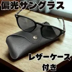 サングラス メンズ ケース付 ブラックフレーム ウェリントン ユニセックス