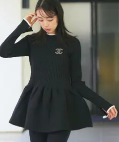 【美品】RUIRUE BOUTIQUE スポンディッシュボリュームペプラムニット