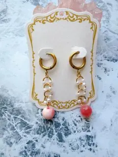 ピアス 自然石(赤碧玉)使用