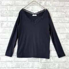 アーヴェヴェ a.v.v トップス XS ブラック レース レイヤード 着回し