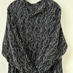 LEPSIM黒と白のパターン 長袖ロングワンピース